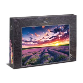 Ulmer Puzzleschmiede - Lavender Blossom Jigsaw Puzzle - Classic 1000 Piece Puzzle - Puzzle Motif of Endless Lavender Fields in Sunset in Provence, France