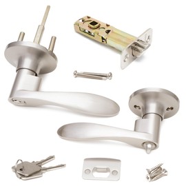 Honeywell Safes & Door Locks Interior Door Handle – Lever Door Handle with Reversible Design, Satin Nickel, Keyed Entry Function, Easy-to-Install Door Handles for Home & Office - 8108702