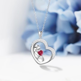 Feijiesi Manatee Necklace 925 Sterling Silver Sea Cow Pendant Necklace Cute Animal Jewelry Gifts for Women Animal Lover (January Birthstone)