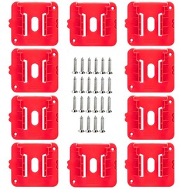 PEHUAP 10 Pack M18 Battery Holder for Milwaukee 18V,Heavy Duty Wall Mount Dock Organizer for 48-11-1850 1860,Work Van & Toolbox Storage(w/ 22 Screws, Battery Not Included)
