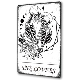 Doguiei Gothic Decor The Lovers - Letrero de metal para decoración de pared para sala de estar, recámara, regalo gótico, 8 x 12 pulgadas