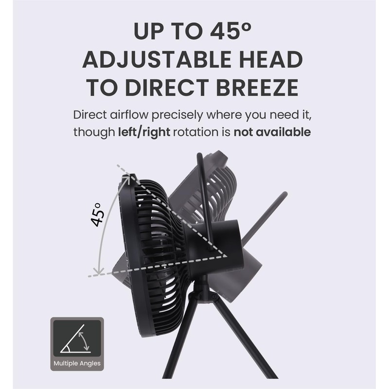 Claymore V600+ Black Rechargeable Portable Fan – 7,800mAh Battery, 4-Speed