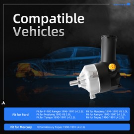 20-7270 Power Steering Pump with Reservoir Fit for Ford F-100 Ranger 1996-1997, for Mustang 1994-1995, for Ranger 1995-1997, for Tempo/Topaz 1990-1991, for Mercury Topaz 1990-1991, 2.3L 5.0L 5.8L
