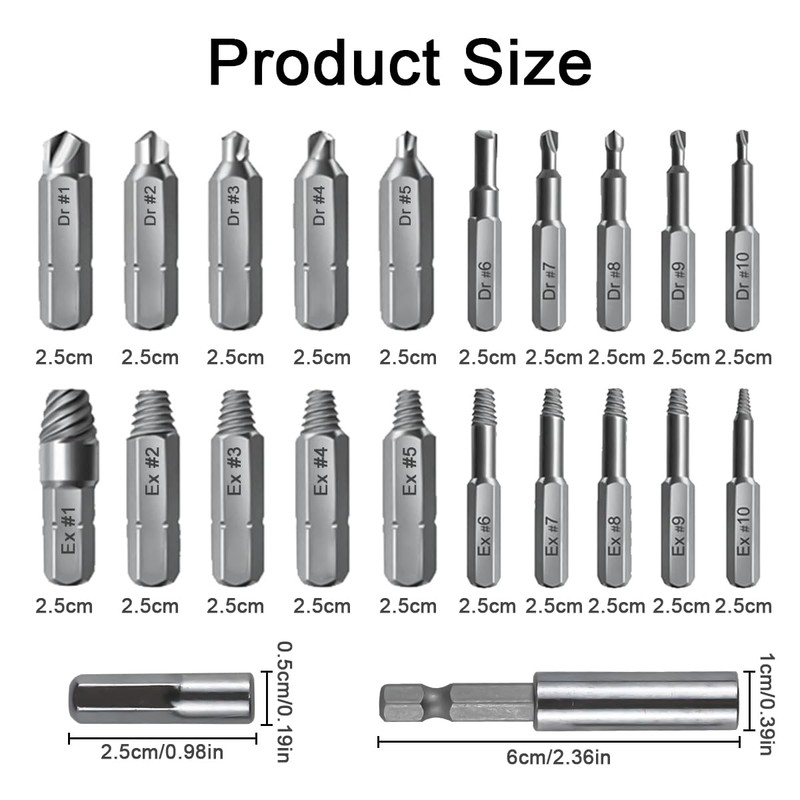 22 Pieces Screw Extractor Set Damaged Screw Extractor Set Left