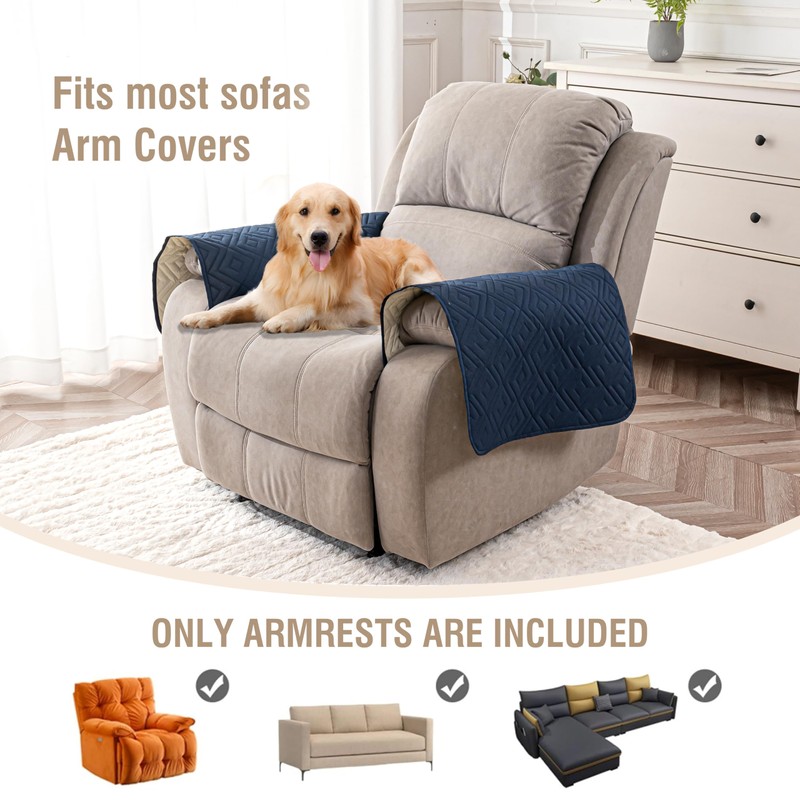 Genina Waterproof Recliner Armrest Covers - Non - Slip, Washable