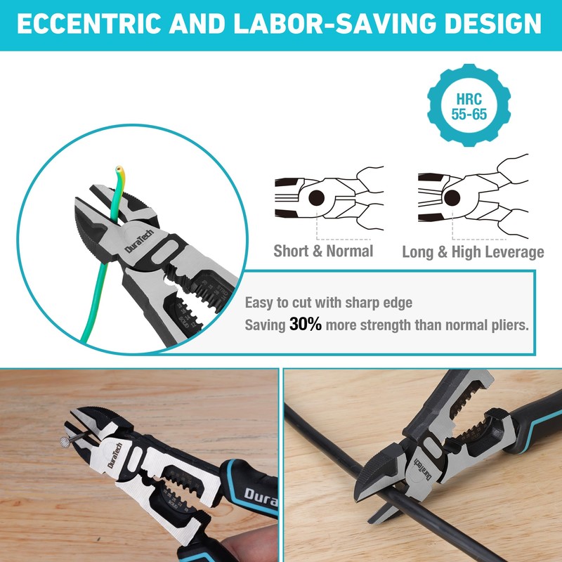 DURATECH 4-in-1 Diagonal Cutting Pliers, 8" Multifunction Heavy Duty Side-Cutting