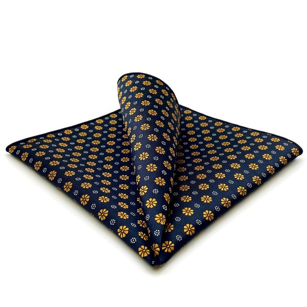 S&W SHLAX&WING Classic Handkerchief for Men Blue Orange Flower Pocket