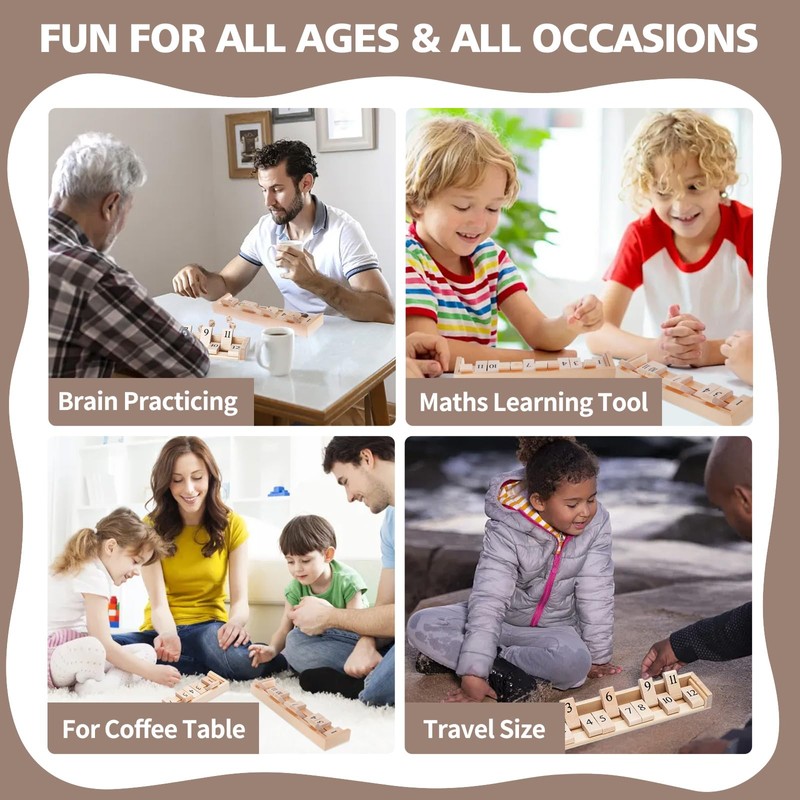 Shut The Box Dice Game Board Game | Travel Size