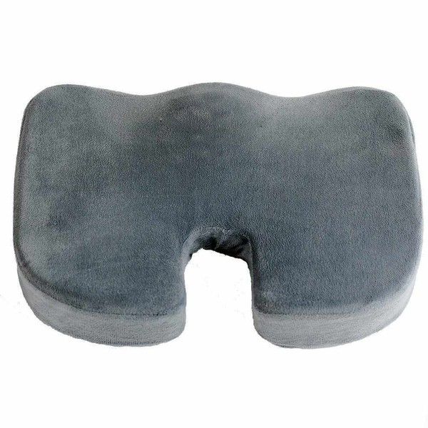 Deluxe Comfort Coccyx Orthopedic Memory Foam – Sciatica Relief – Tailbone Support – Great for Car or Office – Seat Cushion, Grey