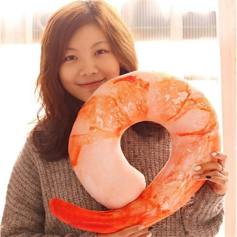 Goetland Large Shrimp Neck Pillow U Shaped Realistic Simulation Travel