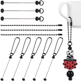 SUNNYCLUE 1 Box 8 Sets Cup Charm Chains Bulk DIY Cup Charm Black Sublimation Alloy Metal Key Chain Bar Blanks Cups Charms Accessories for DIY Crafts Gift Water Bottle Handle Women Decoration