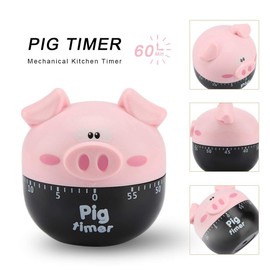 Kitchen Timer Cute Cartoon Pig Mechanical Timers Counters for Cooking Timing Tool (Color : Pink)