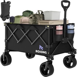Folding Wagon Cart with Wheels Foldable - Collapsible Wagons Carts Heavy Duty, Fold Up Portable Utility Wagon for Grocery Beach Sports Fishing Camping Shopping, Carrito para Cargar Cosas Con Ruedas