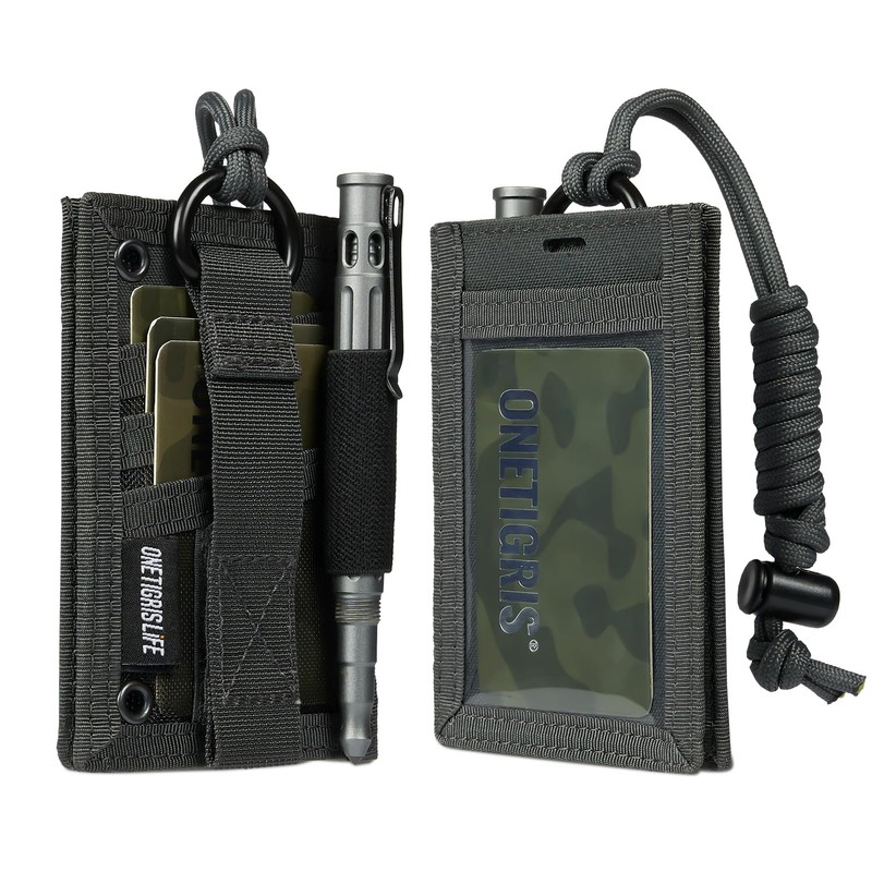 OneTigris ID Card Holder, Neck Holder, Card Case with Pen