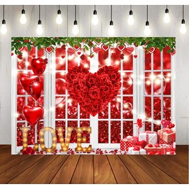 LYCGS 8x6ft Valentine's Day Backdrop Red Love Heart Valentine's Day Backdrop Valentines Backdrop Valentines Backdrops for Photography Valentine's Day Decoration Banner X-334