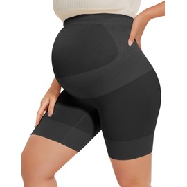 Peauty Maternity Shapewear for Under Dresses Maternity Dress Pregnancy Underwear Summer Clothes Support Belly Band Plus Size Shorts Panties (Black XL)