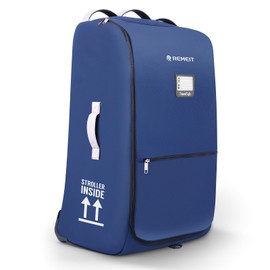 REMEIT Stroller Bag for Airplane, Stroller Travel Bag Compatible with UPPAbaby Vista, Vista V2, Cruz V2, Rolling Wheel Bag with Storage Pocket, Multiple Handles, Luggage Tag for Flight Travel, Navy