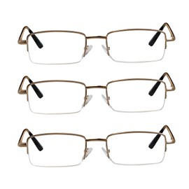 TruVision Readers 3 Pk - Gold Metal Frames and Clear Acrylic Lenses 3.00