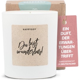 Geschenk Lieblingsmensch - Duftkerze mit Spruch - Danke sagen Geschenke Freundin - Geschenkidee wunderbar - Handgemachte Kerze - Sojawachs - Weiß