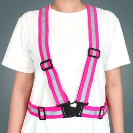 2 Pack Reflective Vest Running Gear Adjustable High Visibility Reflective Running Safety Vest for Women Men Night Cycling,Hiking, Jogging,Dog Walking (Rose, Pack of 1)