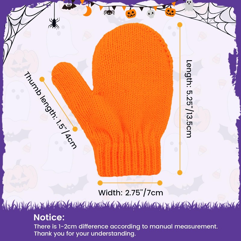 Kids Winter Toddler Mittens Red Soft Knitted Gloves Warm Thick