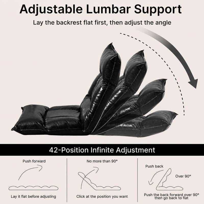Floor Chair with Back Support, 42-Position Adjustable Gaming Chair for