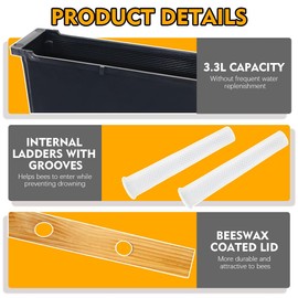 BeeCastle 2 Pack 3.3L Beehive Feeder Beehive Frame Feeder Deep Frame Water Feeder for Beekeeping Bee Feeding Tools