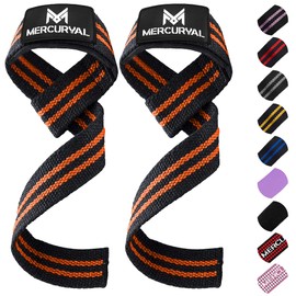 MERCURYAL Straps Gym - Powerlifting Straps - Gym Accessories - Lifting Straps - Gym Grips - Deadlift - Deadlift (Black & Orange)