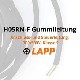 10 m Lapp 1600252 H05RN-F 3 x 0.75 mm² Rubber Cable Flexible I UV-Resistant I Robust I Thin Rubber Cable 3G0.75 Black with Protective Conductor for Handheld Devices and Electrical Decoration