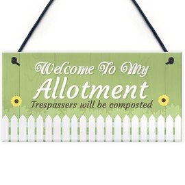 RED OCEAN Welcome To My Allotment Garden Sign Outdoor Shed Wall Door Plaque Gift Dad Grandad Grandma