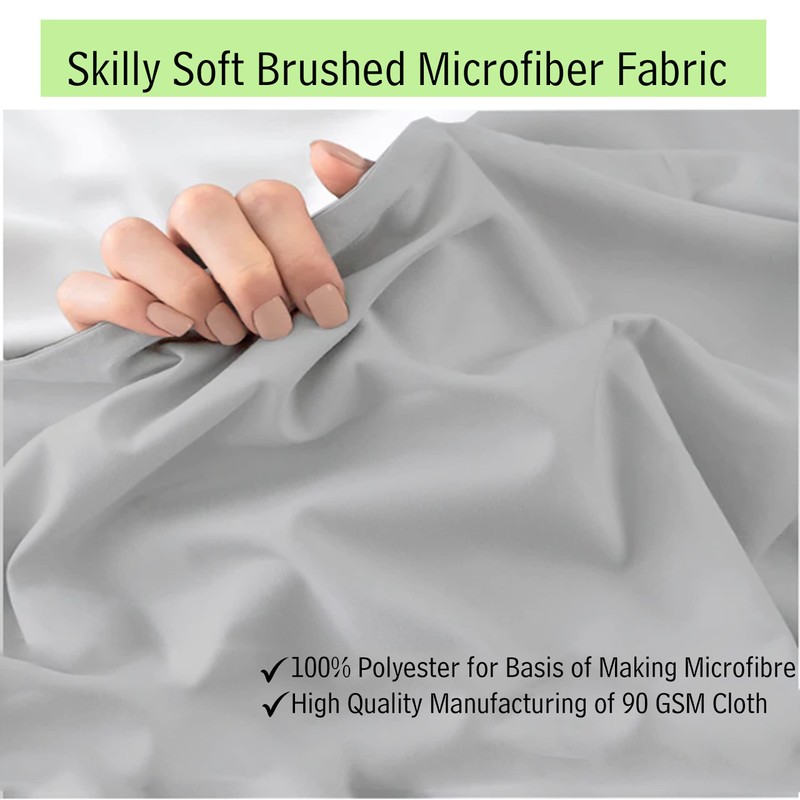 Single fitted sheet, Light Grey Microfibre Bottom Bedsheets Deep Pocket