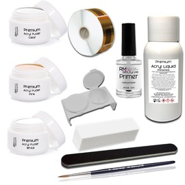 Acrylic Set 1 Nail Set Starter Set 50 ml Liquid Acrylic Powder Clear White Pink Clear Primer File Buffer Nail Set