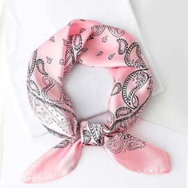 Women's Girls' Faux Silk Scarf Square Silk Scarf Neckerchief Hair Scarf Head Scarf Belt Soft Smooth Women's Scarf Simple Chic 70 x 70 cm - Paisley Pink, Paisley Pattern - Pink (70 x 70 cm)