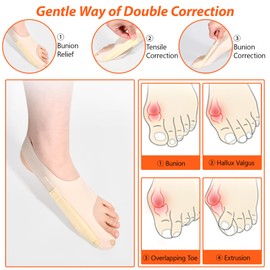 ExcellaElite Bunion Corrector Big Toe Straightener,Bunion Protector Ultra-Thin Toestraighteners for Bent Toes Soft Toestraighteners Unisex Adjustable Day and Night Use 1 Pair (Left and Right Foot)