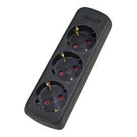 as – Schwabe 3-fach Steckdosenleiste Schwarz 230V/16A - ohne Zuleitung - Steckdosen 45° gedreht - Erhöhter Berührungsschutz - Für Wandbefestigung geeignet - geschraubt - Mehrfachsteckdose Innen, 11732