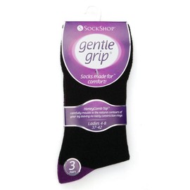 Gentle Grip - 6 Pairs of Cotton Rich Everyday Ladies Non Elastic Socks | Soft Top (4-8 UK, GG11)