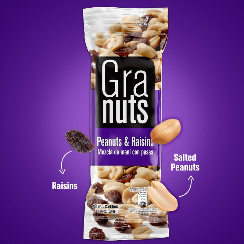 Granuts Peanuts & Raisins | Classic, Savory Flavors | Salty