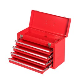 TANKSTORM Portable Steel Tool Chest with Drawers,20.6" 4-Drawer Box Storage Organizer Cabinet Metal Toolbox with Ball Bearing Slides, Black(X4 Red)