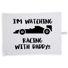 Hippowarehouse Shhh. I'm Watching Racing With Daddy!! Tea Towel Eco Printed Dish Cloth Kitchen accessory 50cmx70cm 100% Cotton