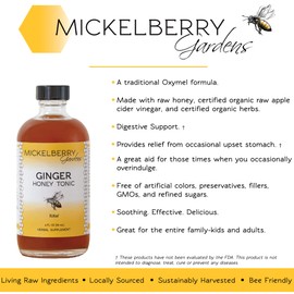 Ginger Honey Tonic with Organic Ginger Root - Natural Immune and Digestion Support (4 Ounces)