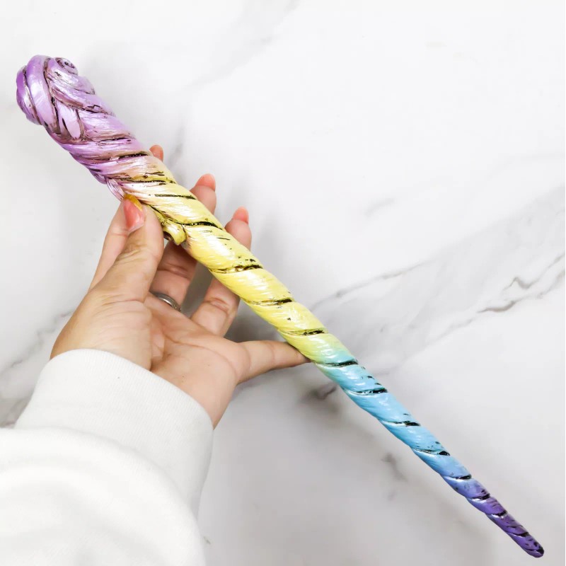 Wizards Fantasy Cosplay Rainbow Unicorn Horn Magic Wand Staff Prop