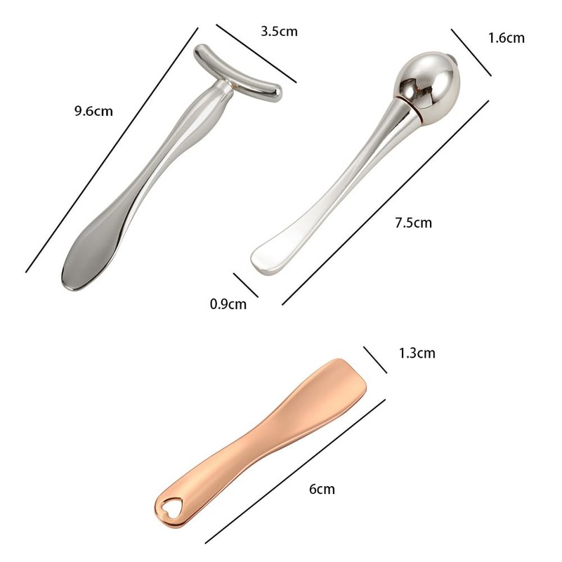 Pokinge 4pcs Mini Eye Face Massage Stick Metal Cosmetic Spatula,Eye