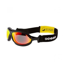 Ocean OCN-12201-1 Floating Sunglasses, Goggle Shape, UV Protection, Impact Resistant Coated Lens, Recycled Material, Shiny Black (Polarized Red REVO Lenses)