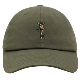 JPAK Giraffe Premium Dad Hat Embroidered Cotton Baseball Cap Zoo Wild Animal Olive Green