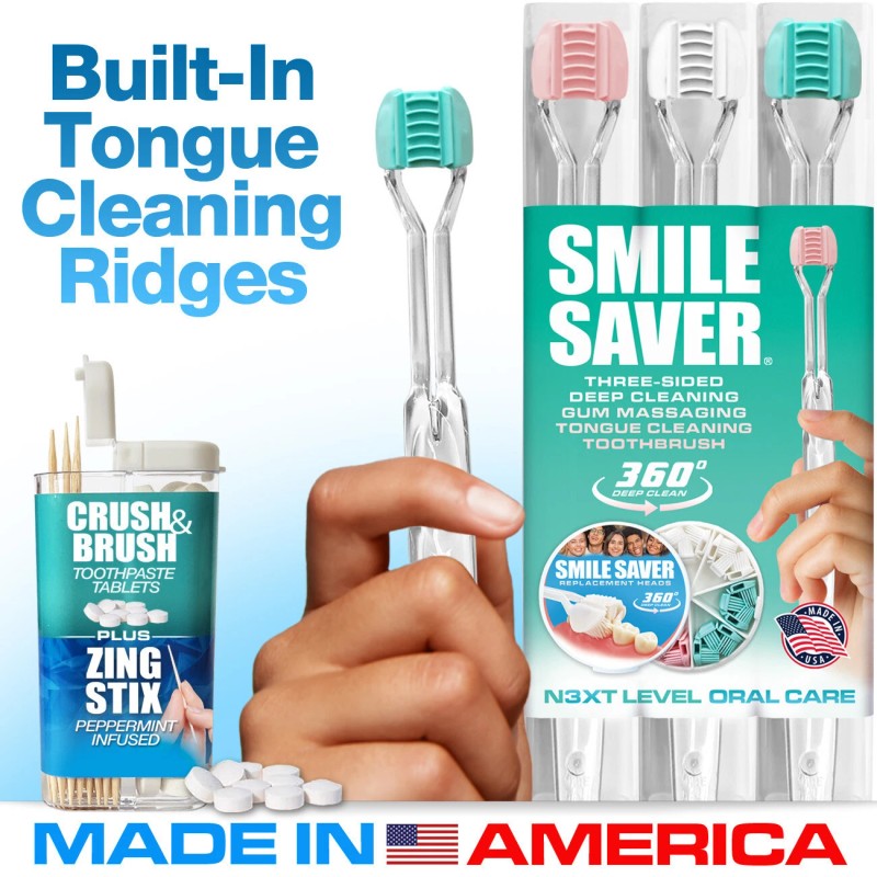 SMILE SAVER 360° * BRACES BRUSH * 3-Sided Toothbrush *