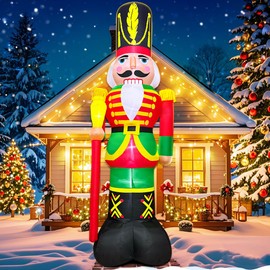 KOOY 12FT Giant Christmas Inflatables Nutcracker Decoration Outdoor Soldier Blow Up Yard Decor Built-in LED Lights for Garden Yard Lawn Indoor Holiday Xmas Gifts