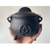 Pentagram Pentacle cast Iron Cauldron with lid and Handle, Witches