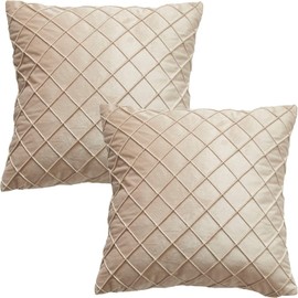 GONOVE Velvet Cushion Covers 45X45cm Soft Decorative Beige Throw Pillow Cases Pack of 2 Square Pillow Covers Pillowcases with Invisible Zipper for Home Couch Sofa Bed