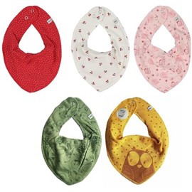 Pippi Unisex baby bandana bib, solid neckerchief - Pink + Cherry