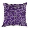 Benjara Designer Faux Silk Cotton Pillow with Pearl Beads, Purple